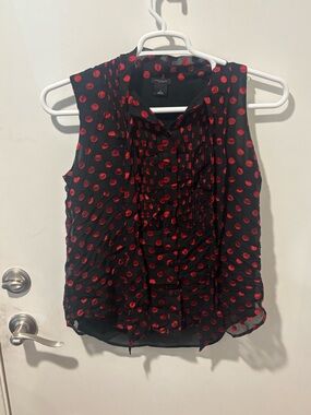 Ann Taylor Black Sleeveless Polka Dot Camisole with Red Dots